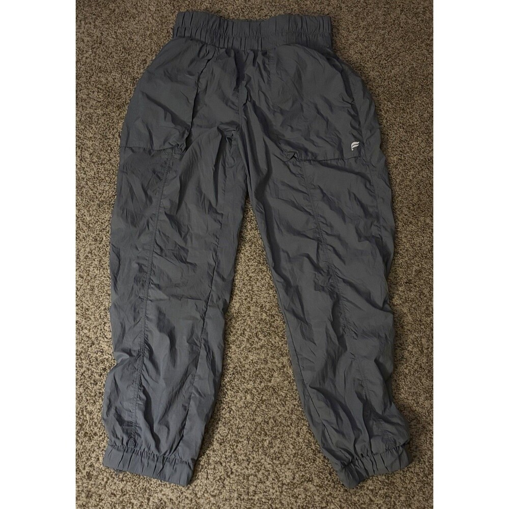 Women's Fabletics Gray Nylon Track Pants, Size Small